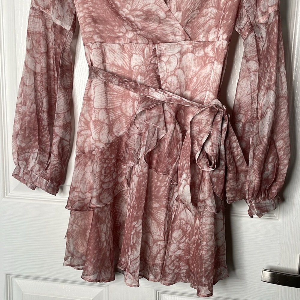 Saints & secrets long sleeve floral ruffle tie back mini dress - Picture 3 of 5